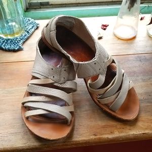 Sorel taupe strappy slip on sandals, size 40